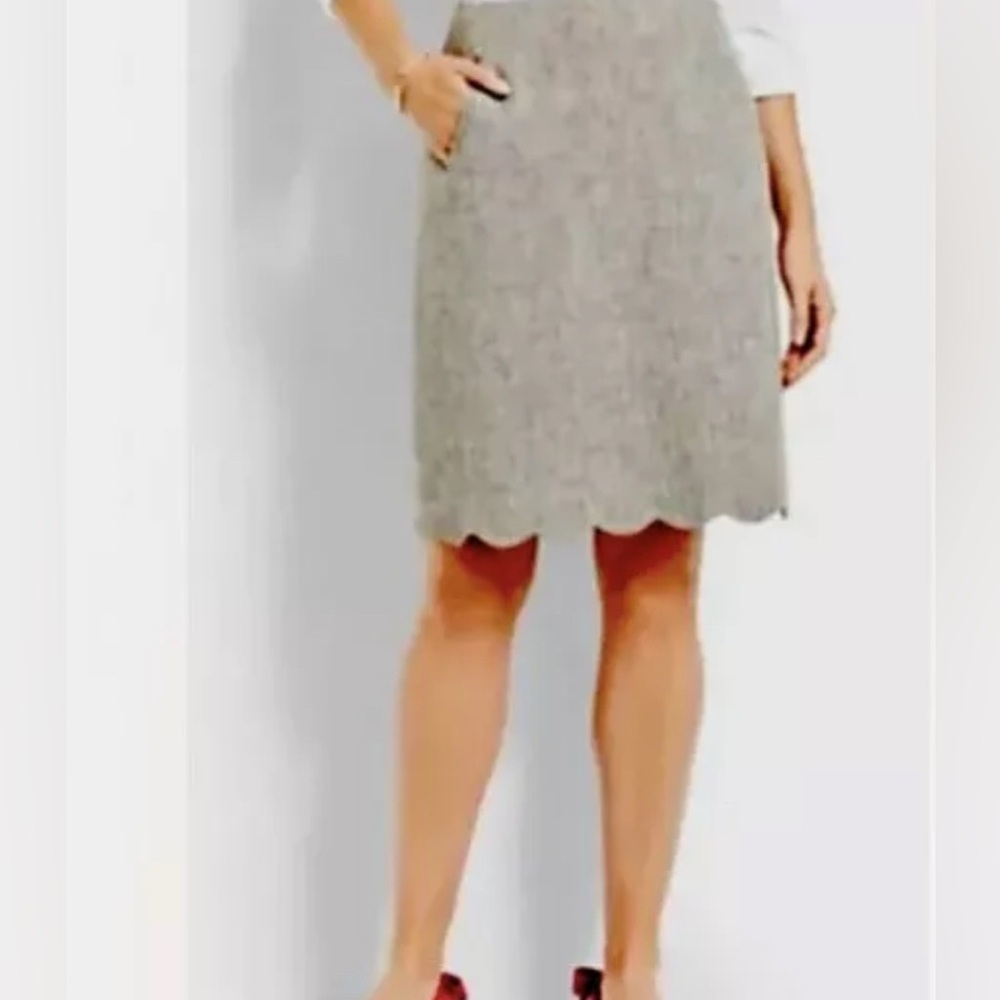 Talbots Gray Tweed Scalloped Hem Skirt